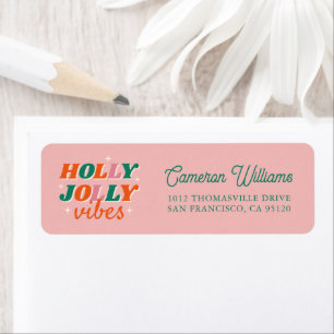 Roligt Holly Jolly Vibes juldesign Returadress Etikett