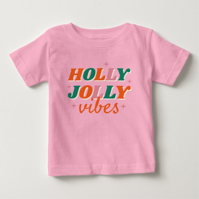 Roligt Holly Jolly Vibes juldesign T Shirt (Framsida)