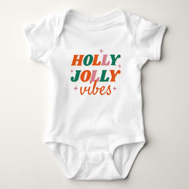 Roligt Holly Jolly Vibes juldesign T Shirt (Framsida)