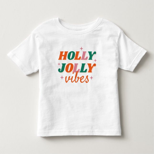 Roligt Holly Jolly Vibes juldesign T Shirt (Framsida)