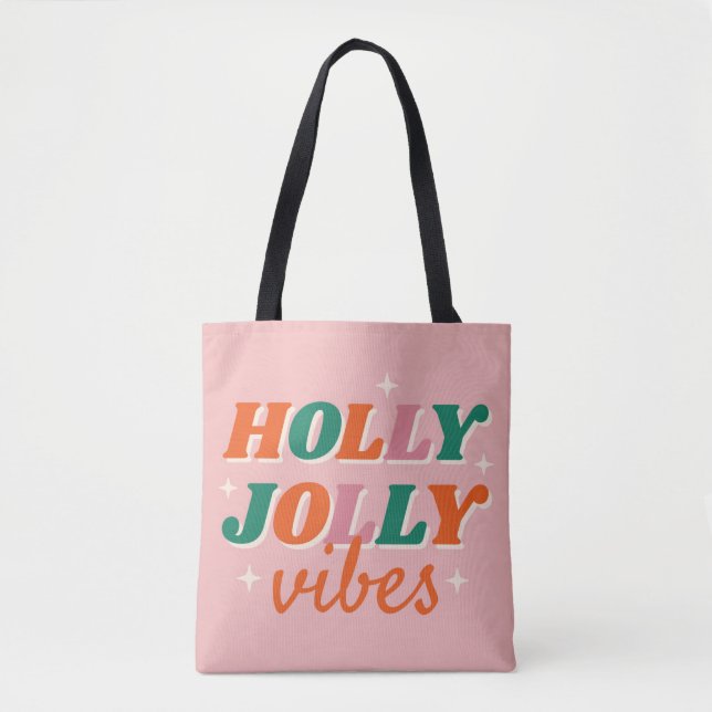 Roligt Holly Jolly Vibes juldesign Tygkasse (Framsida)