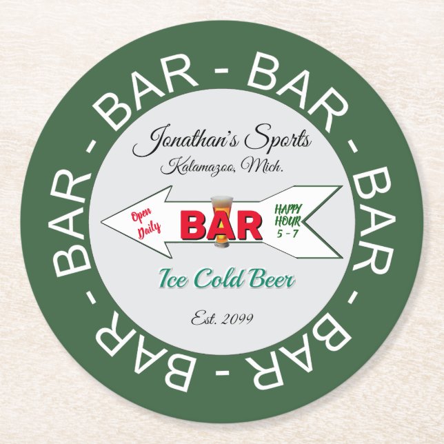 Roligt Home Sports Pub Papper Underlägg Papper Rund (Framsidan)