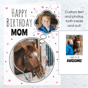 Roligt Horse Mamma Birthday Tépubble Photo White Kort
