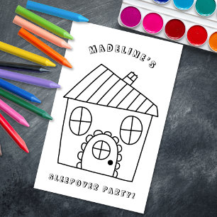 Roligt House Sleepover Party Coloring Page 1