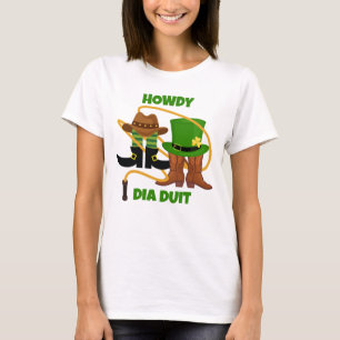 Roligt HOWDY DIA DUIT Irish Cowboy St patricks day T Shirt