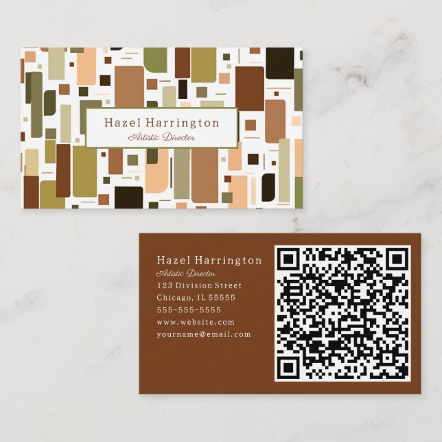 Roligt HQ-Affärskortet Retro Mid Century Modern Visitkort (Fram/baksida)