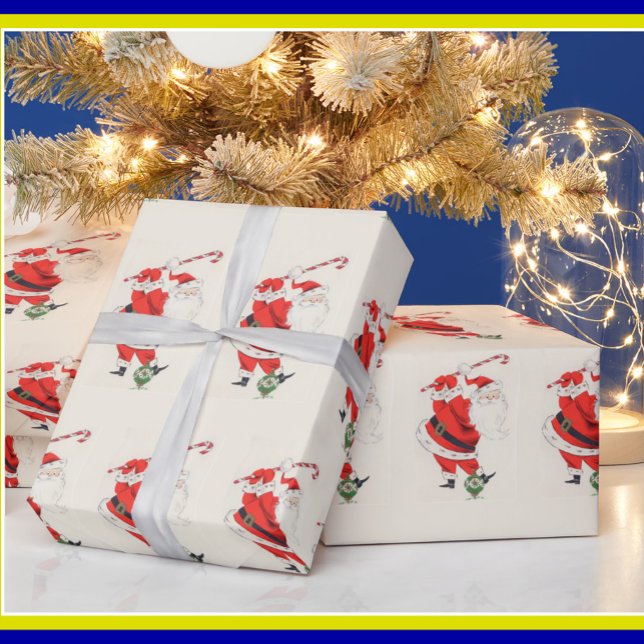 Roligt Humor Retro Santa Plays Golf Presentpapper (Skapare uppladdad)