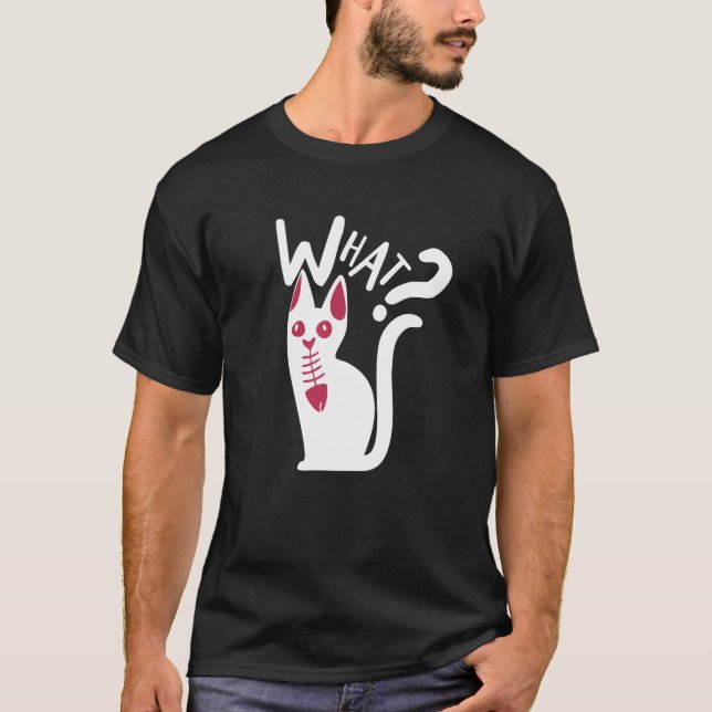 Roligt Humor Skoldagar Tecknad Katt vit Magenta  T Shirt (Framsida)