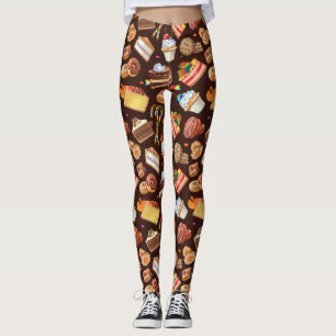 Roligt Humor Tecknad Tecknad Candy Sweets Cakes De Leggings