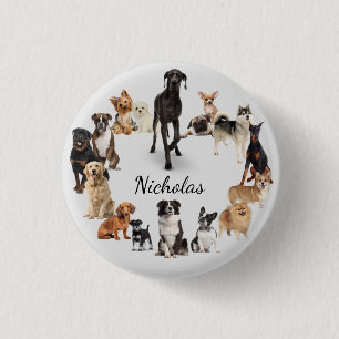 Roligt Hund aveln Pet Animals Hund Anpassat namn Knapp