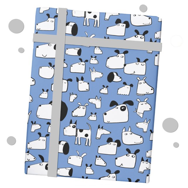 Roligt Hund Blue Presentpapper (Dog fun blue gift wrap paper roll)
