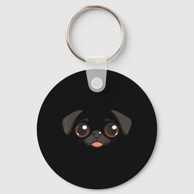 Roligt hundansikte Halloween Pug Nyckelring (Framsida)