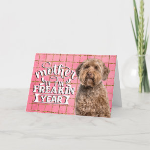 Roligt hundcitat Mors dag från din Labradoodle Helgkort
