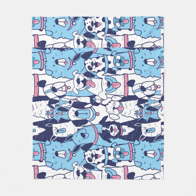 Roligt Hundraser Pet Animal Tecknad Mönster Fleecefilt (Framsidan)