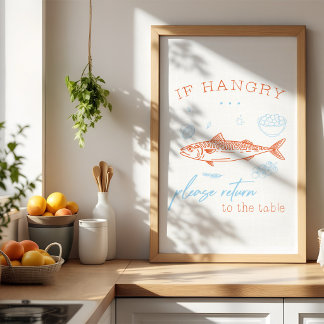 Roligt Hungrig Fisk Citat Kök Väggkonst Affisch