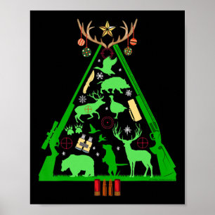 Roligt Hunting Hjort och Elk Hunter Julgran Hun Poster