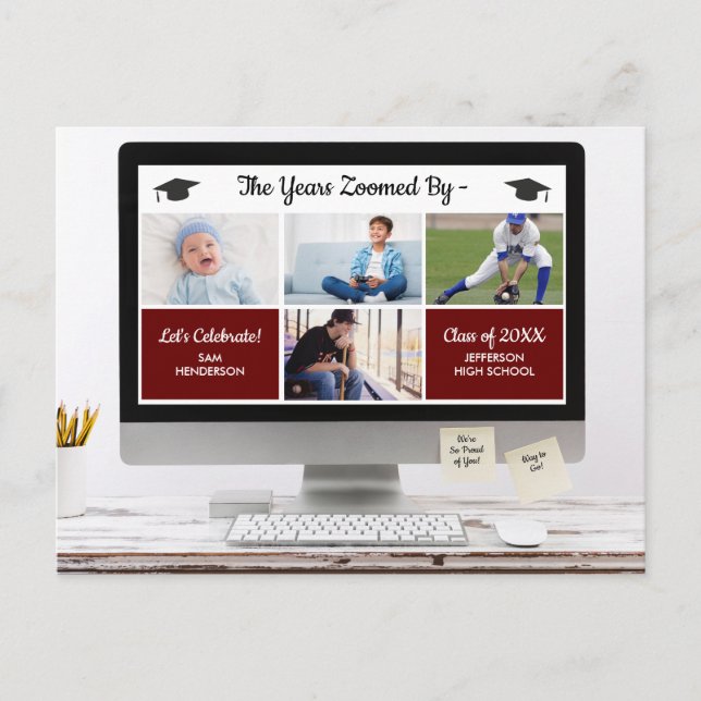 Roligt Hur åren har flugit förbi, bilder examensfe Vykort (Framsida)