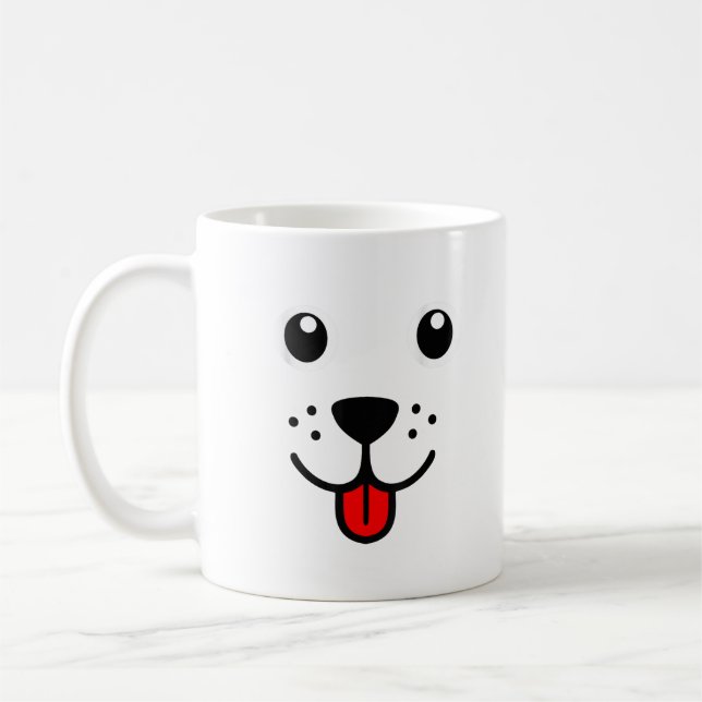 Roligt Husdjur Hund Valp Glad Emoticon Ansikte Kaffemugg (Vänster)