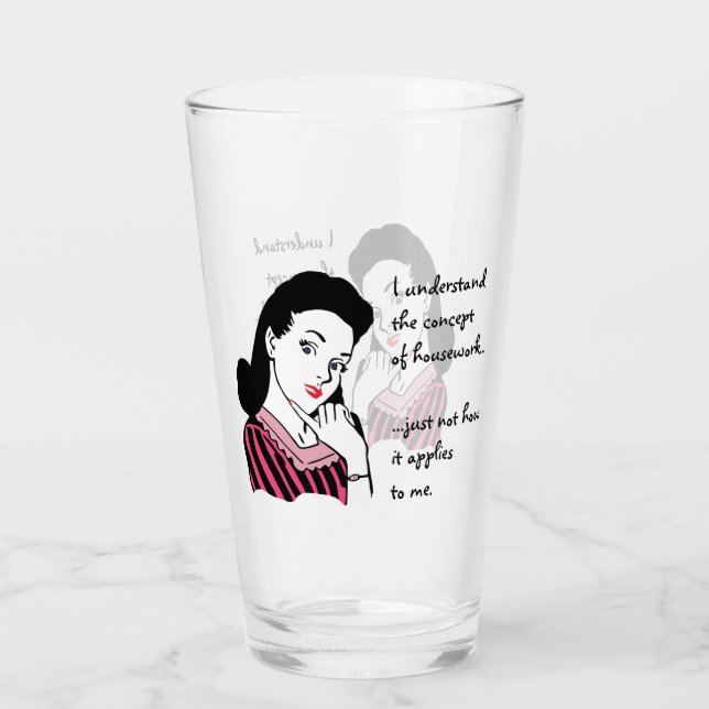 Roligt hushållsarbetebegrepp glaskopp (Framsida)