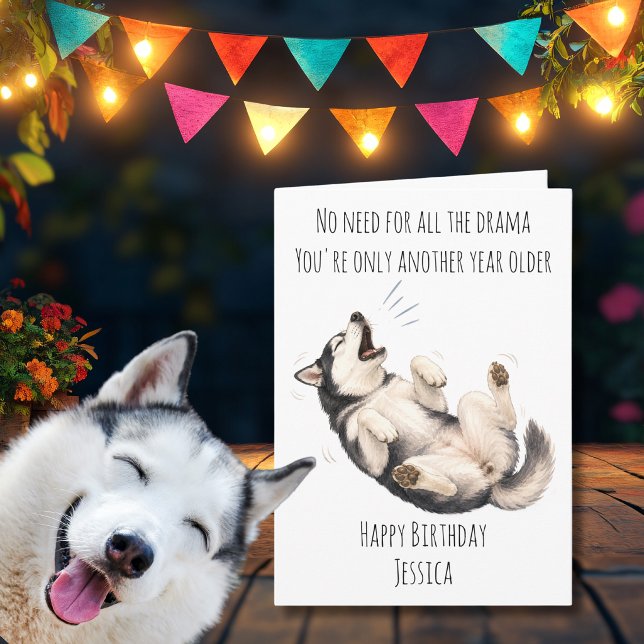 Roligt Husky Hund Födelsedagskort Kort (Skapare uppladdad)