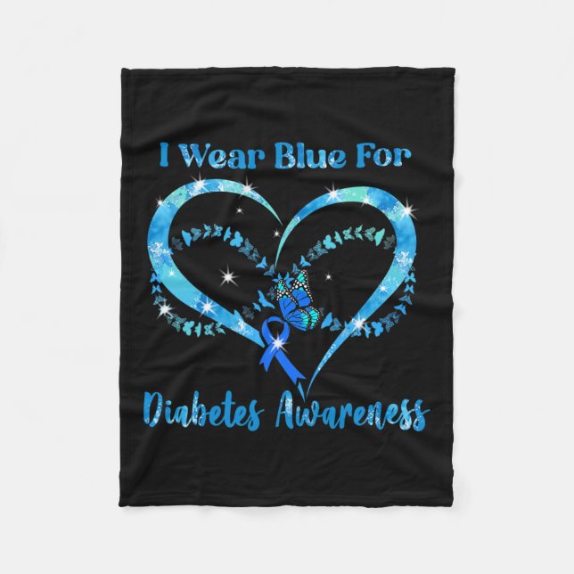 Roligt I Blå Bära Diabetes Awareness Mors dag Ch Fleecefilt (Framsidan)