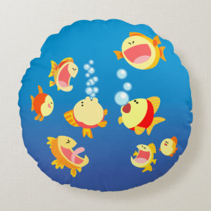 Roligt i fiskens (Tecknad Fish) runda Tank Rund Kudde