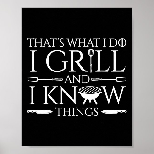 Roligt I Grill och Know Sak Kött Älskare Rbecue Pa Poster (Framsidan)