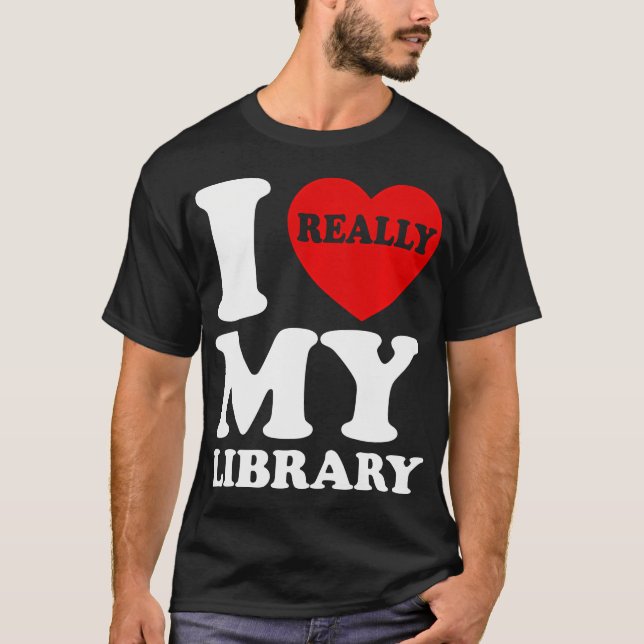 Roligt I Kärlek My Bibliotek Bok Reader Bookworm T Shirt (Framsida)