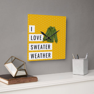 Roligt I KÄRLEK SVEATER WEAther Typography Polka  Fyrkantig Klocka