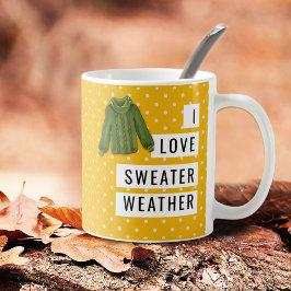 Roligt I Kärlek Sweater Weather White Polka dots G Kaffemugg