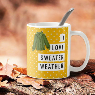 Roligt I Kärlek Sweater Weather White Polka dots G Kaffemugg