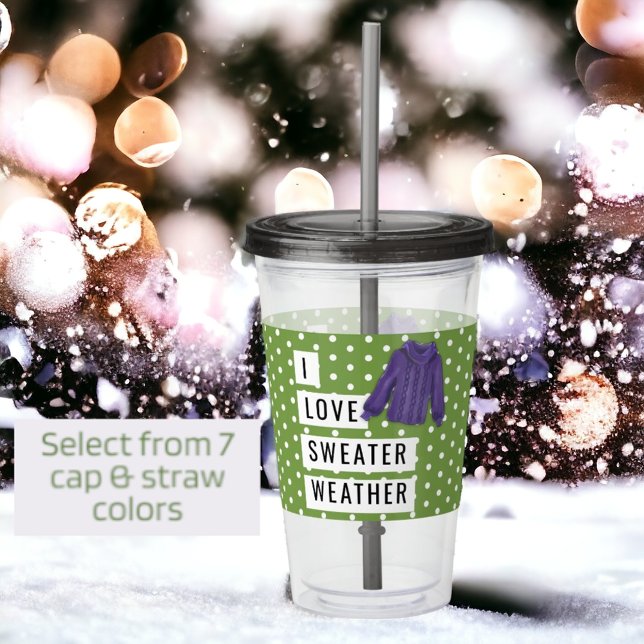 Roligt I Kärlek Sweater Weather White Polka dots Take Away Mugg (Same design on opposing sides. )