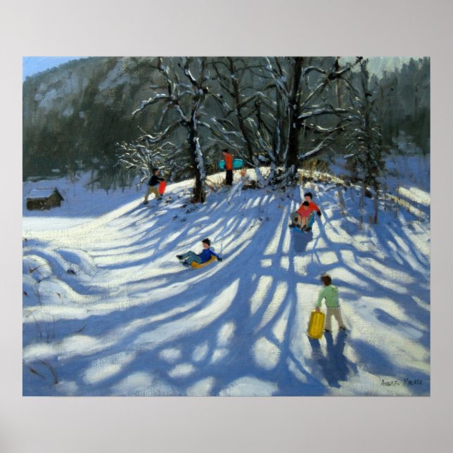 Roligt i snö Morzine Frankrike Poster (Framsidan)