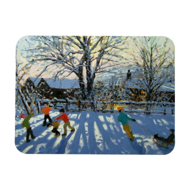 Roligt i snö Tideswell Derbyshire Magnet (Horisontell)