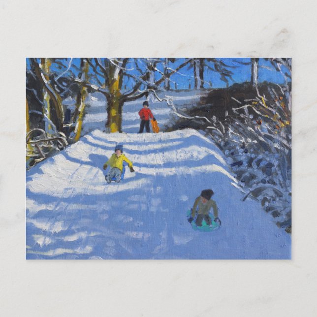 Roligt i snö Tvättar Grönt Derbyshire 2014 Vykort (Framsida)