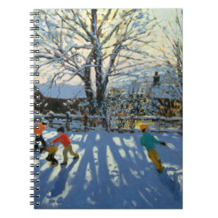 Roligt i snön Tideswell Derbyshire Anteckningsbok Med Spiral
