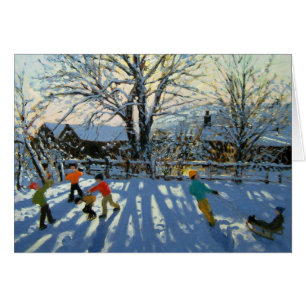 Roligt i snön Tideswell Derbyshire Hälsningskort