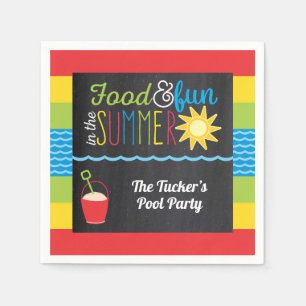 Roligt i Sol Bassäng Party färgschalkboard Pappersservett