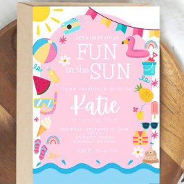 Roligt i Sol Birthday Inbjudan Editable Summe