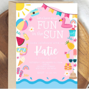 Roligt i Sol Birthday Inbjudan Editable Summe
