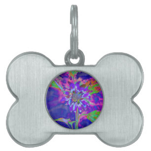 Roligt i Sol blå solros   Psykisk lila Namnbricka Husdjur