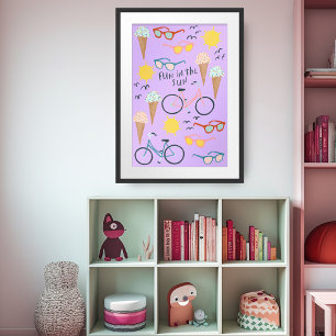 ROLIGT I SOL Cute Colorful Summertime Art Poster