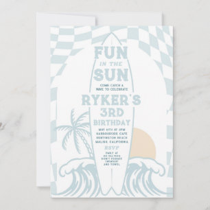Roligt i Sol Surfa Surfboard Födelsedagsfest Inbjudningar