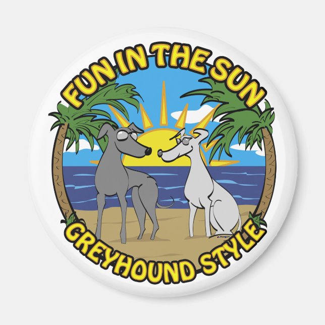 ROligt I SOLEN GREYHOUND-STIL Magnet (Framsidan)