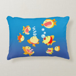 Roligt i Tanken Fisk (Tecknad Fish) med accentfyll Prydnadskudde