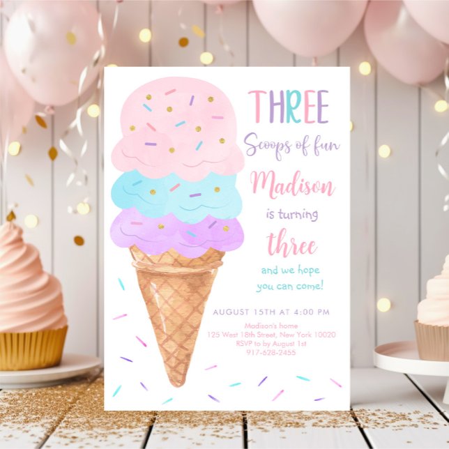Roligt Ice Cream Birthday Inbjudningar (Skapare uppladdad)