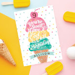 Roligt Ice Cream Cone Scoop Confetti Birthday Card Kort<br><div class="desc">Unik, roligt, färglös glasgräddskop med barns födelsedag party hade födelsedagskort som modell. Designad i roligtens färglösa rosa, gult och teal med konfekti-, sprinkles- och polkamintormönster mönster. Lägg till unika egenskaper till din lilla födelsedagskalender med den här unika designen av glassscoop-födelsedagskort. Roligtens typografiska meddelande "Du är sötad! Ha en Coola och...</div>