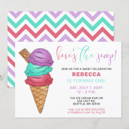 Roligt Ice kräm party Birthday-inbjudan Inbjudningar