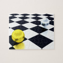 Roligt Illusion Checkerboard Guld Silver Bollar Pussel