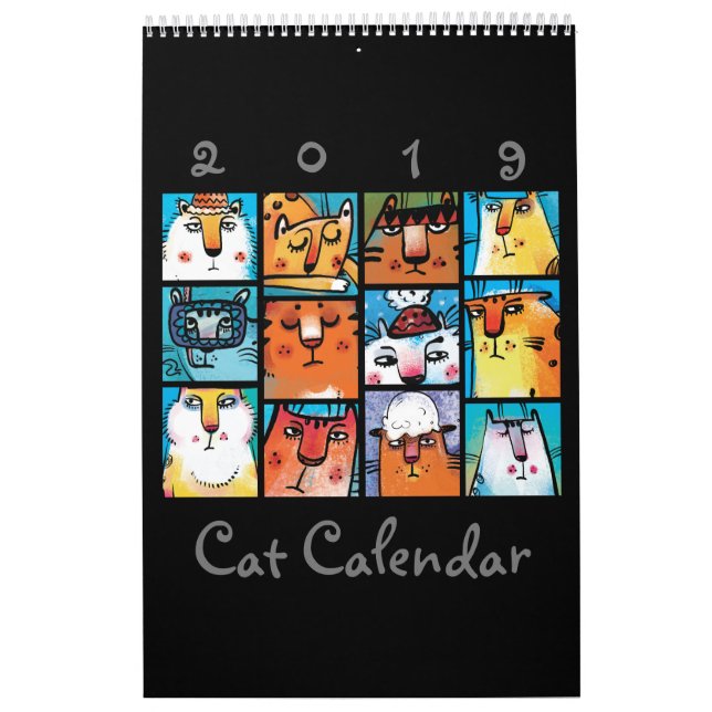 Roligt Illustrated Cat Calendar Kalender (Omslag)